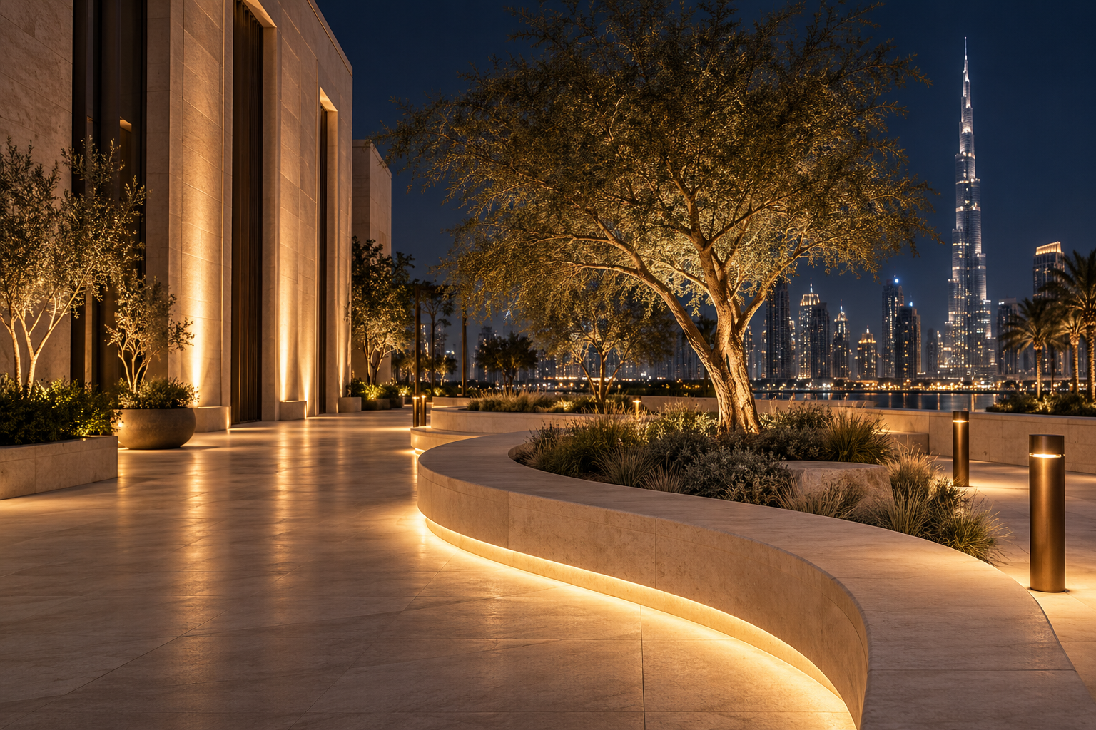 Street furniture concept with integrated lighting